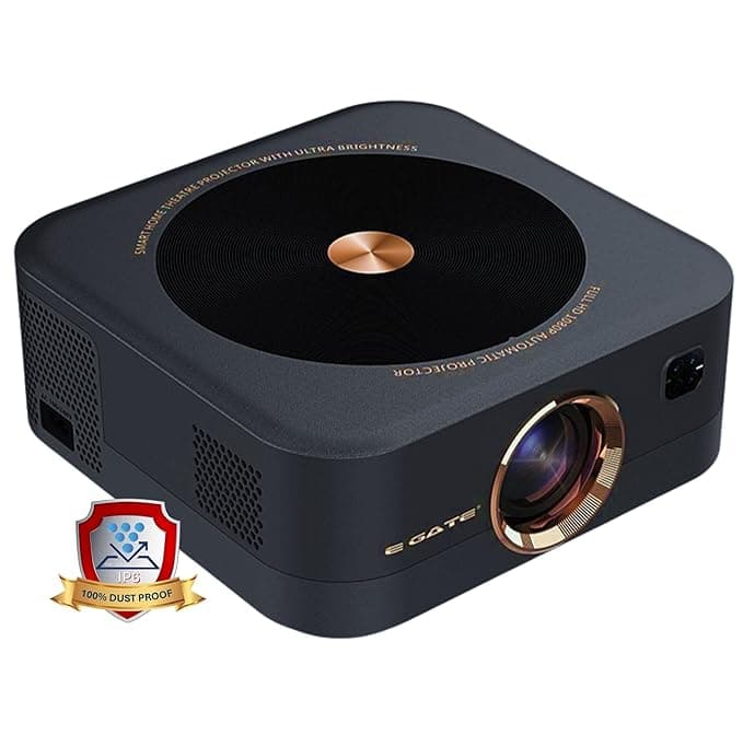 Egate S9 Pro Gold (14000 lm / 2 Speaker / Wireless / Remote Controller) Full HD 1080p Native with 4K Support, HDMI ARC, 18W Sound DSP Chip, Voice Remote, 1GB-32GB, HDR, App Support : Netflix, Prime etc,1100 ANSI, 100% Dust Proof Automatic Smart Projector  (Black)